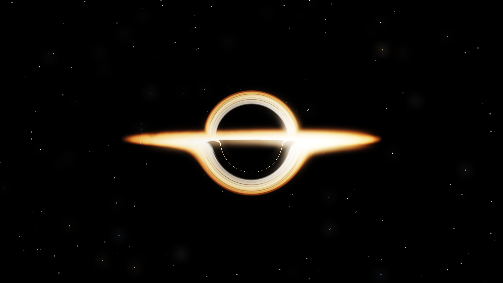WebGPU rendering of a black hole with a glowing accretion disk
